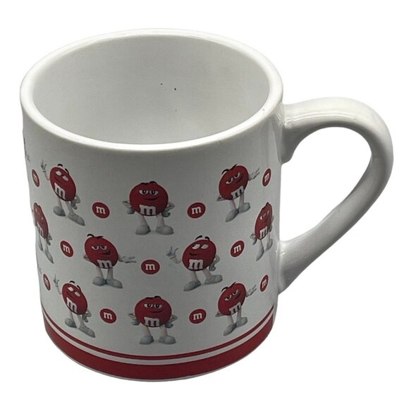 Frankford candy 2018 M&M's coffee mug white red stripes 4"x5.5" READ - Picture 1 of 6